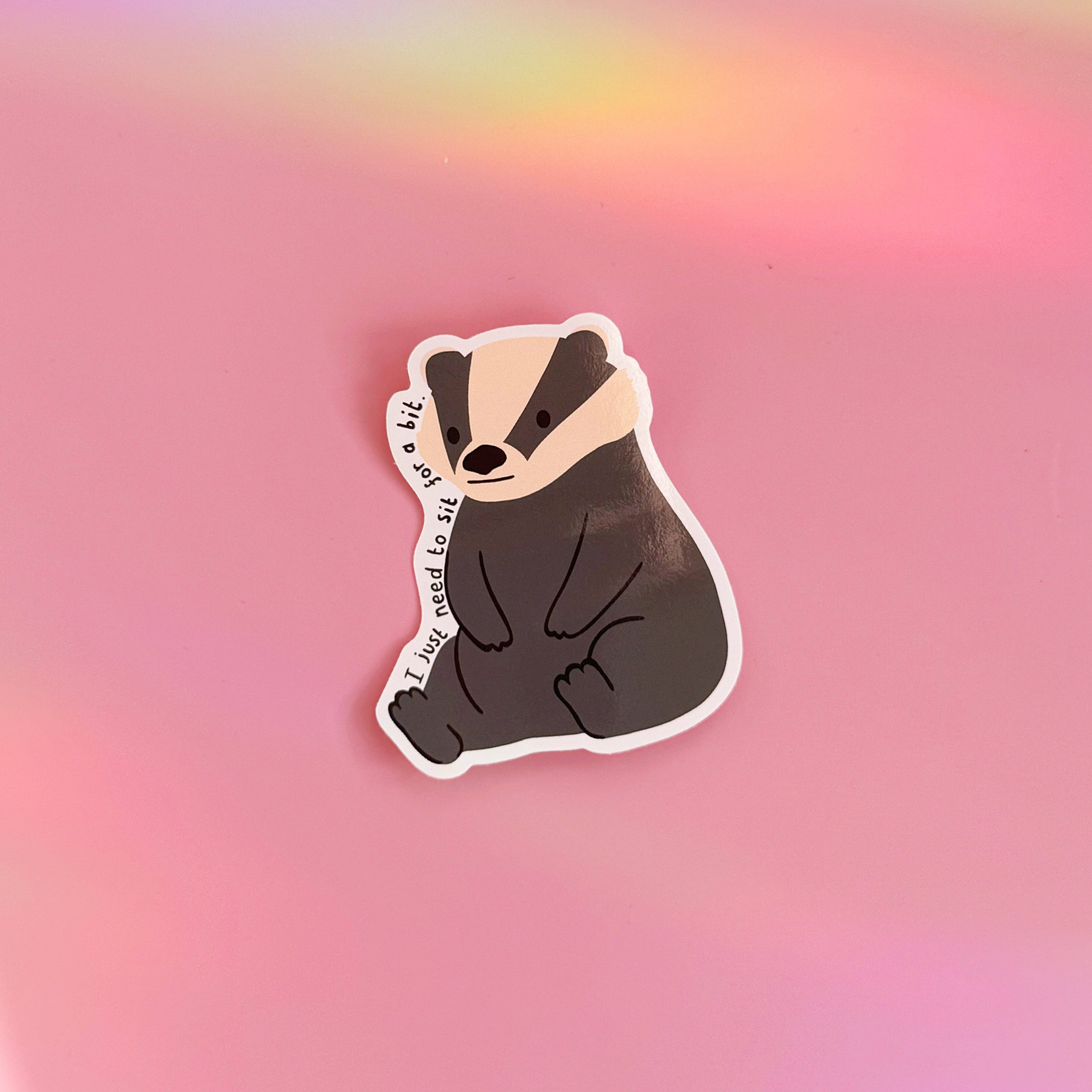 Tired Badger Sticker | Waterproof Vinyl Sticker - Image 2