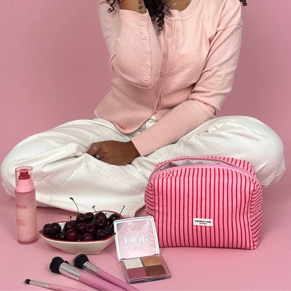 Towel Makeup Bag - Cherry Stripe - Image 3