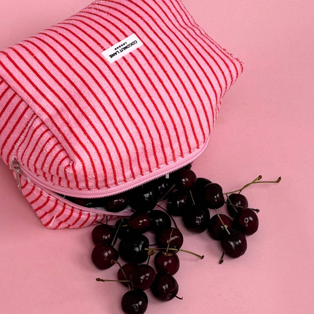 Towel Makeup Bag - Cherry Stripe - Image 5