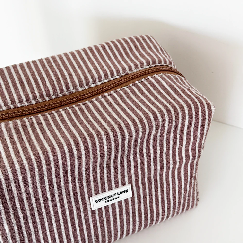 Towel Makeup Bag - Chestnut Stripes - Image 2