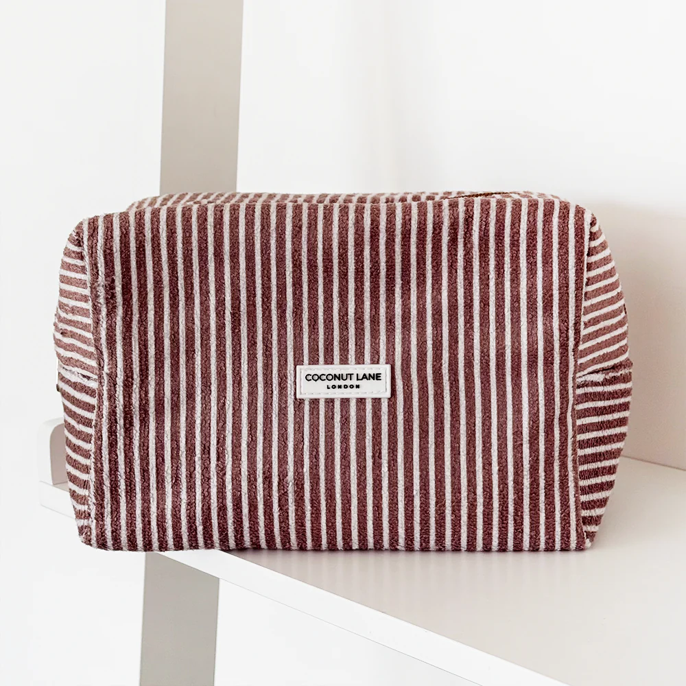 Towel Makeup Bag - Chestnut Stripes - Image 3
