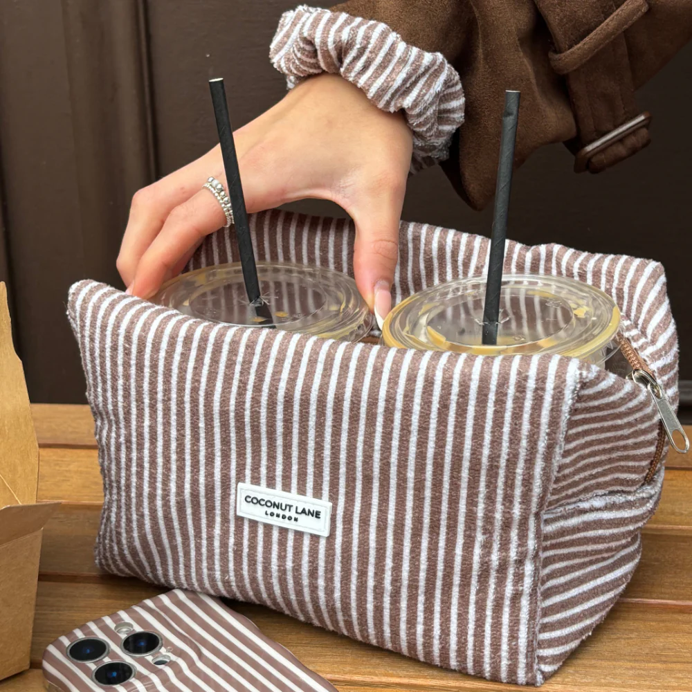 Towel Makeup Bag - Chestnut Stripes - Image 4