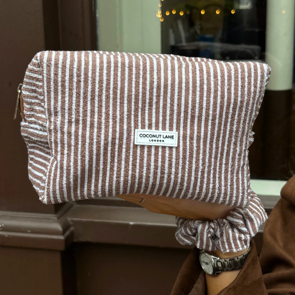Towel Makeup Bag - Chestnut Stripes - Image 5