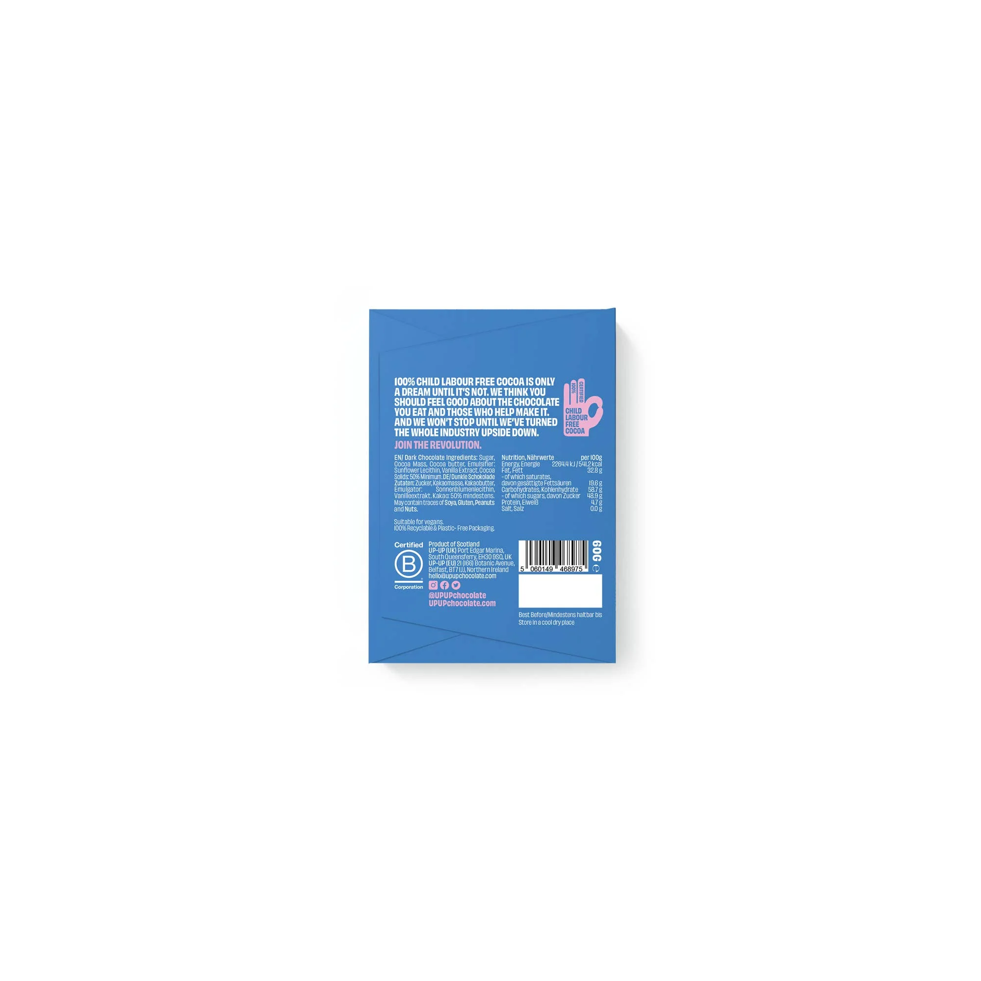 UP-UP Dark Chocolate Bar 60g | Ethical | Vegan | High ROS - Image 3